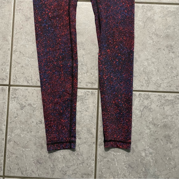 Lululemon Wunder Under Pant III Splatter Prep Red Sapphire Blue | Size 6 - Picture 4 of 12